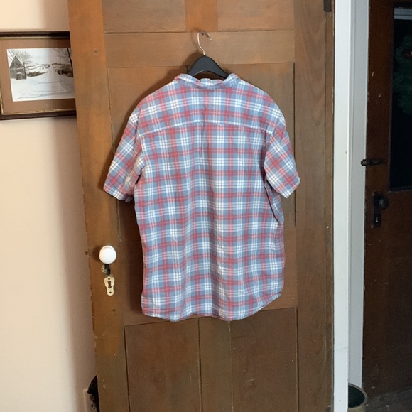 Columbia blue, white, and red plaid short sleeve button down sport shirt Size 2X - Picture 5 of 5